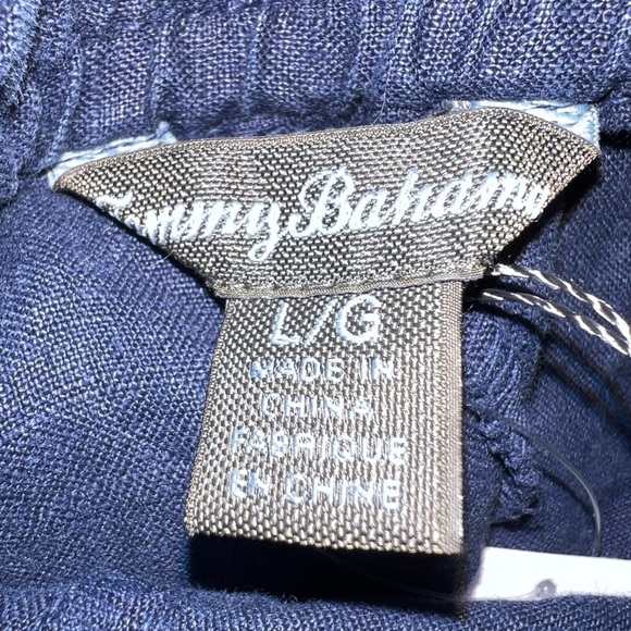 Tommy Bahama Navy Linen Size Large Wide-Leg Pants - Picture 4 of 4